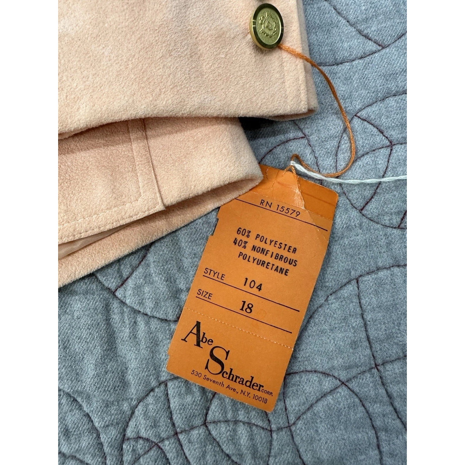 Vtg 70s/80s Bergdorf Goodman Abe Schrader Peach Faux Suede Blazer Womens 18 Usa — image 2 of 8